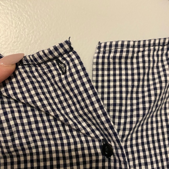 Zara Navy Gingham peplum shirt - Picture 4 of 4